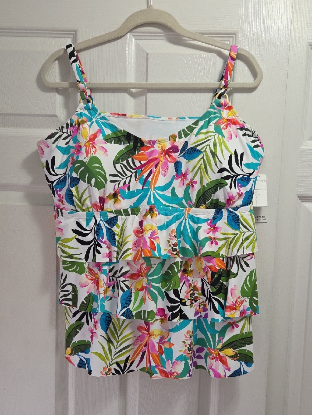 Leilani Tropical Floral Tiered Swim Top